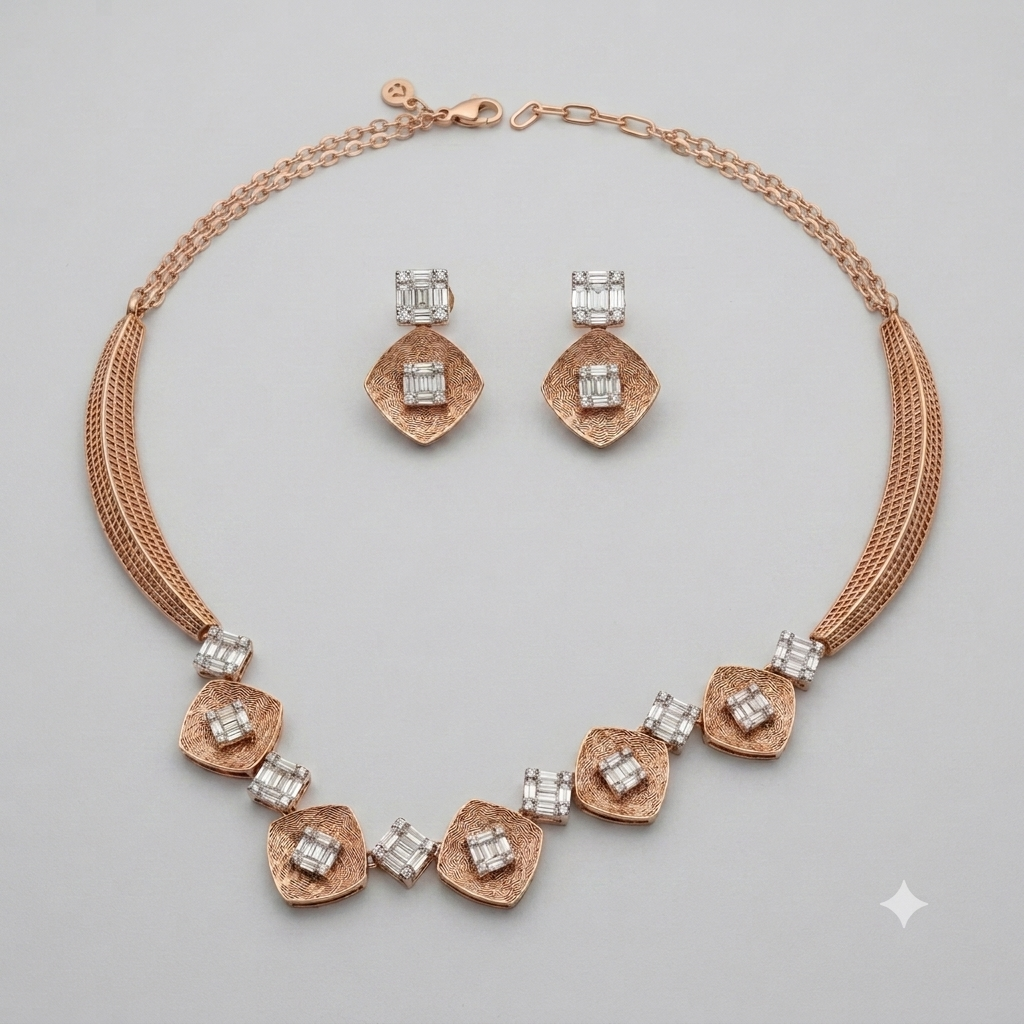 JAINIKA Étoile Rose Necklace & Earrings Set — View 2